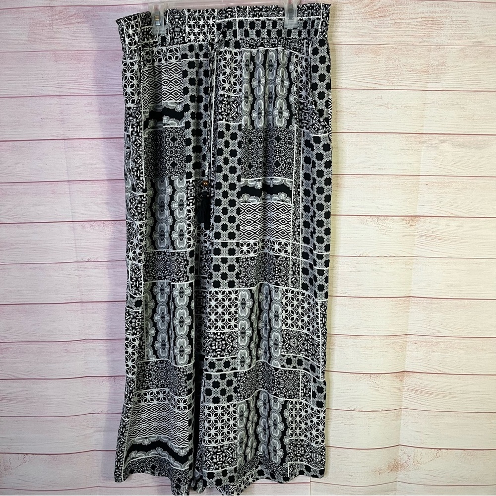 Rose + Olive Black White‎ Palazzo Wide Leg Pants Size 2X